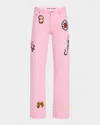 Marc Jacobs Denim Pants With All-over Prints In Bow Pink