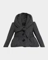 Marc Jacobs Runway Check Wool Padded Crop Hooded Jacket In Gray