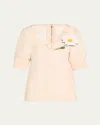 Marc Jacobs Runway Floral Brooch Oversized Top In Light Pink