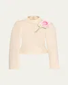 Marc Jacobs Runway Floral Brooch Wool Sweater In Chalk