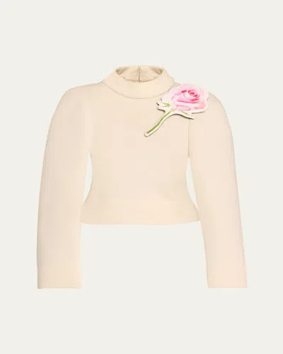 Marc Jacobs Runway Floral Brooch Wool Sweater In Multi