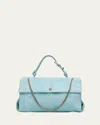 Marc Jacobs Runway Large Suede Chain Shoulder Bag In Light Blue