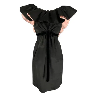 Pre-owned Marc Jacobs Runway Size 6 Black Silk Pale Pink Low Back Dress