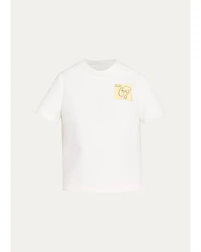 Marc Jacobs Runway Sticky Note Cotton-blend T-shirt In White