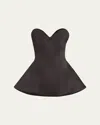 Marc Jacobs Runway Strapless Satin Sculptural Mini Flared Dress In Black