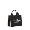 Marc Jacobs The Medium Tote Black Tote Bag With Contrasting Logo Embroidery In Cotton Blend Woman In Black