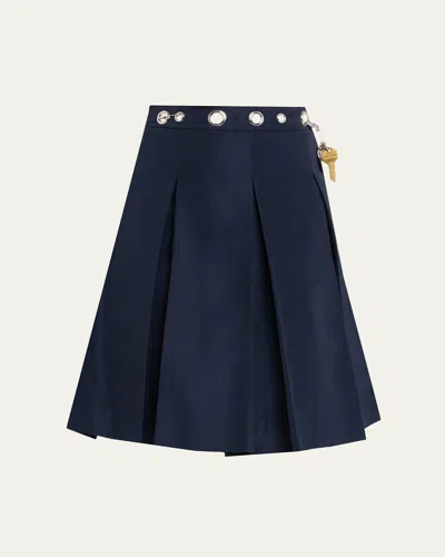 Marc Jacobs Safety Pin Pleated Skirt In Blue