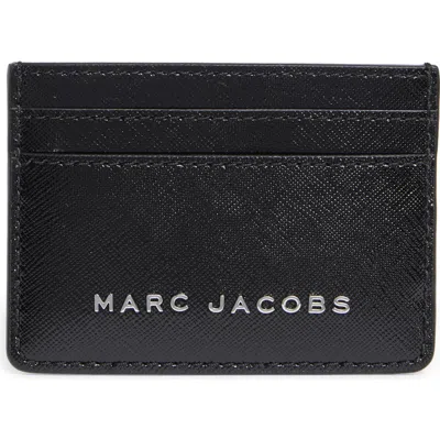 Marc Jacobs Saffiano Groove Leather Card Case In Black
