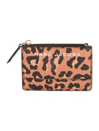 Pre-owned Marc Jacobs Saffiano Leather Animal Print Wallet In Brown