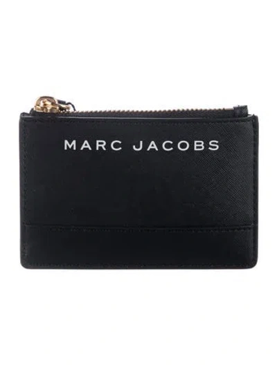 Pre-owned Marc Jacobs Saffiano Leather Card Holder W/ Tags In Black