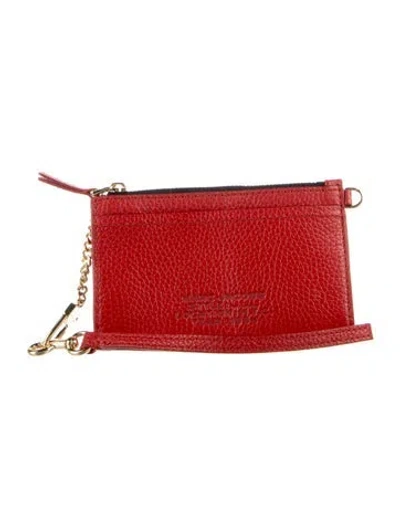 Pre-owned Marc Jacobs Saffiano Leather Card Holder W/ Tags In Red