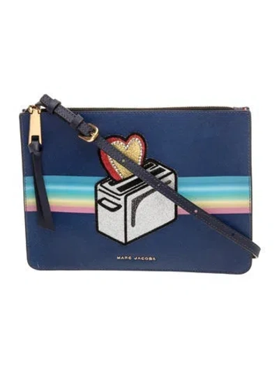 Pre-owned Marc Jacobs Saffiano Leather Clutch In Blue
