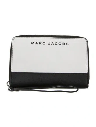 Pre-owned Marc Jacobs Saffiano Leather Colorblock Pattern Wallet In White