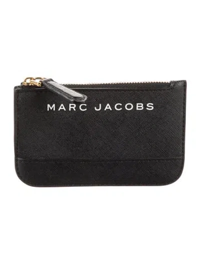 Pre-owned Marc Jacobs Saffiano Leather Graphic Print Wallet In Black
