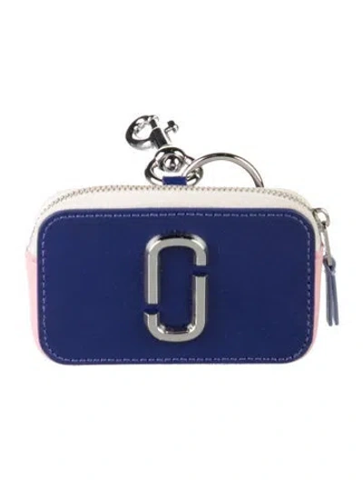 Pre-owned Marc Jacobs Saffiano Leather Printed Coin Pouch In Blue