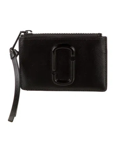 Pre-owned Marc Jacobs Saffiano Leather Wristlet In Black
