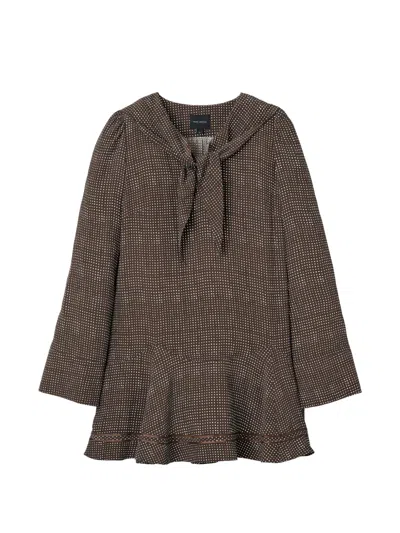 Marc Jacobs Sailor Polka-dot Mini Dress In Brown