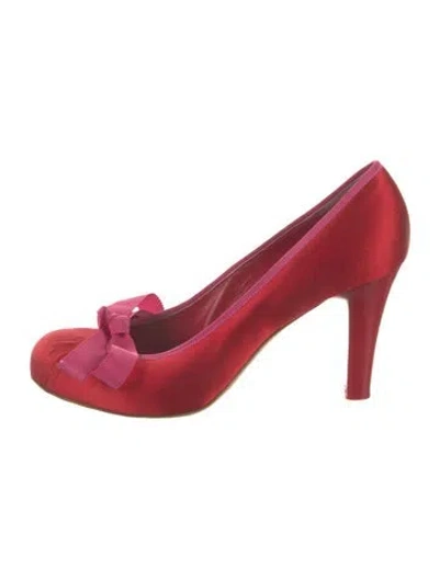 Pre-owned Marc Jacobs Satin Bow Accents Pumps In Red