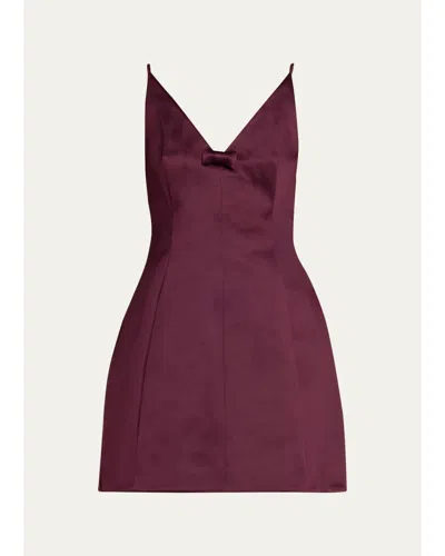 Marc Jacobs Satin Bow Mini Dress In Purple