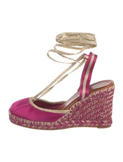 Pre-owned Marc Jacobs Satin Colorblock Pattern Slingback Pumps In Purple
