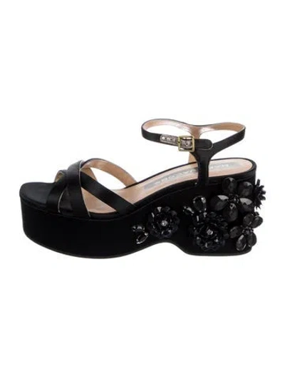 Pre-owned Marc Jacobs Satin Crystal Embellishments Sandals In Black