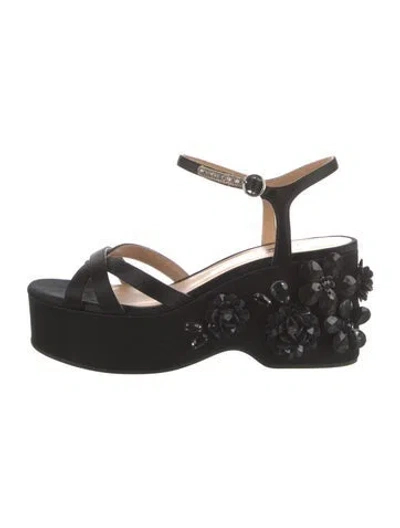 Pre-owned Marc Jacobs Satin Crystal Embellishments Sandals In Black