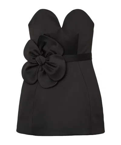 Marc Jacobs Satin Daisy Belted Dress In Black