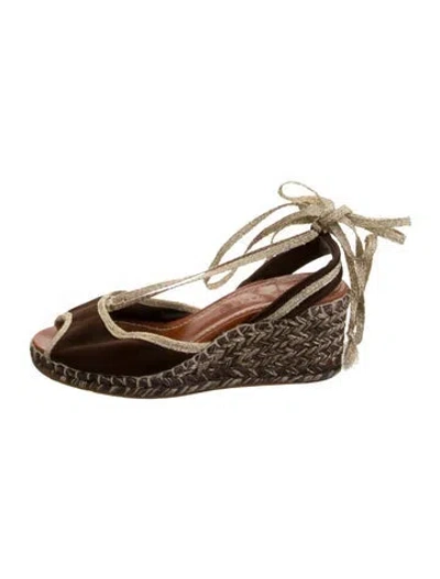 Pre-owned Marc Jacobs Satin Espadrilles In Brown/gold