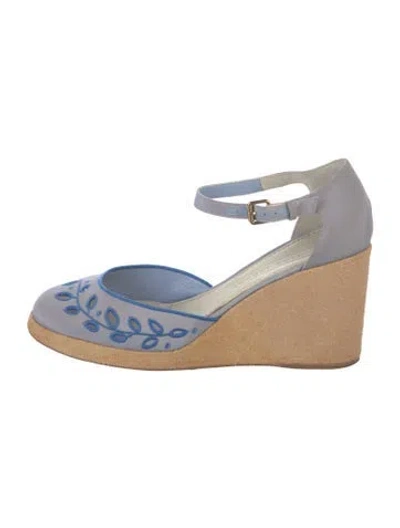 Pre-owned Marc Jacobs Satin Floral Print Pumps In Blue