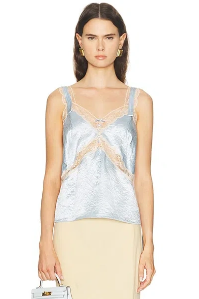 Marc Jacobs Satin Lace Slip Top In Blue