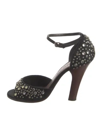 Pre-owned Marc Jacobs Satin Polka Dot Print Sandals In Black