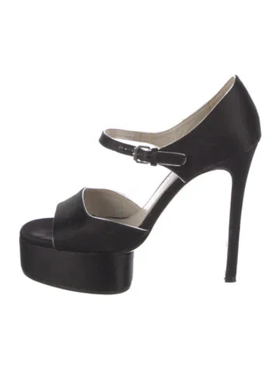 Pre-owned Marc Jacobs Satin Sandals In Black