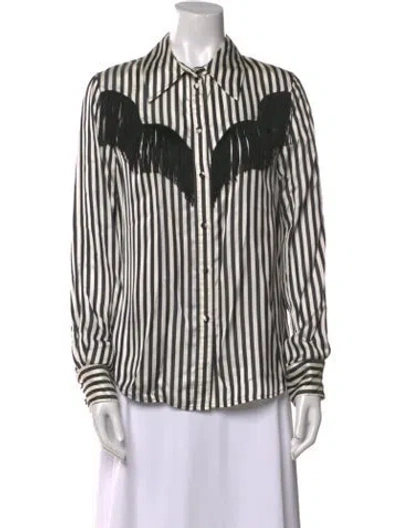 Pre-owned Marc Jacobs Satin Striped Button-up Top In Black