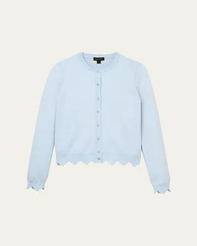 Marc Jacobs Scalloped Daisy Crewneck Cardigan In Blue