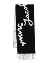 Marc Jacobs Logo-jacquard Fringed Scarf In Black