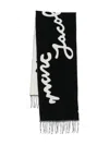 Marc Jacobs Logo-jacquard Fringed Scarf In Black