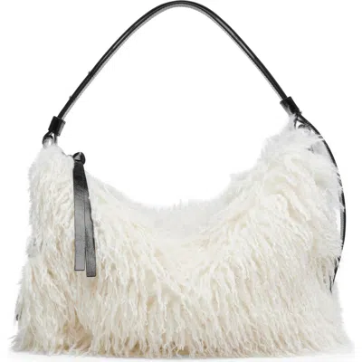Marc Jacobs Scene Grunge Large Faux Fur Shoulder Bag In Ivory
