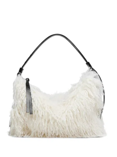 Marc Jacobs Scene Large Shoulder Bag In Grunge Fur In White