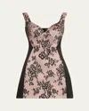 Marc Jacobs Sculpted Lace Sleeveless Mini Dress In Multi