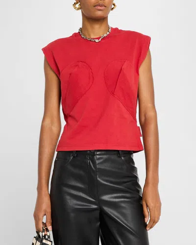 Marc Jacobs Seamed Up Bustier Cap-sleeve T-shirt In Siren