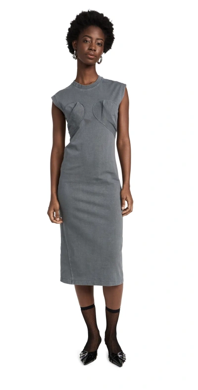 Marc Jacobs Seamed Up Body-con Midi Dress In Steel Grey