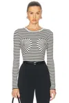 Marc Jacobs Ribbed Striped Round Neck Knitwear In Black & White
