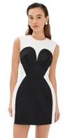 Marc Jacobs Seamed Up Satin Dress Black/white In White
