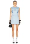 Marc Jacobs Sky Blue Satin Mini Dress In Blue
