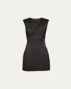Marc Jacobs Seamed Up Satin Sleeveless Mini Dress In Black