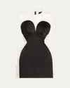 Marc Jacobs Seamed Satin Mini Dress In Black