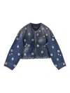 Marc Jacobs Sequin Daisy Cropped Jacket In Blue