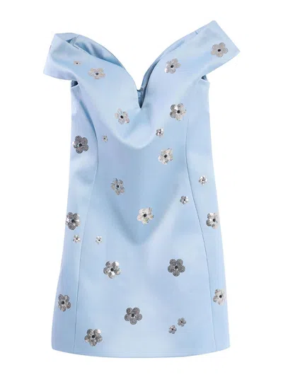 Marc Jacobs Sequin Daisy Embellished Dress In Blue