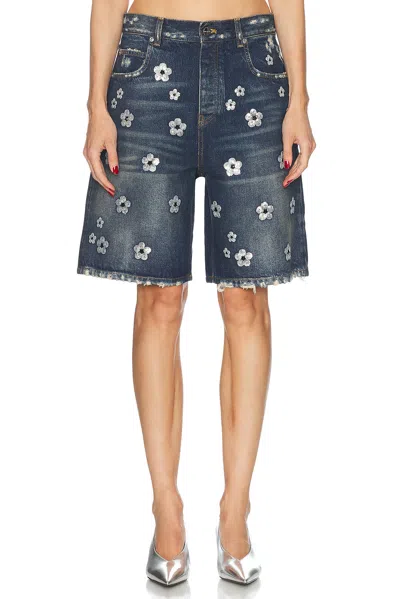 Marc Jacobs Sequin Daisy Wide Leg Short In Blue