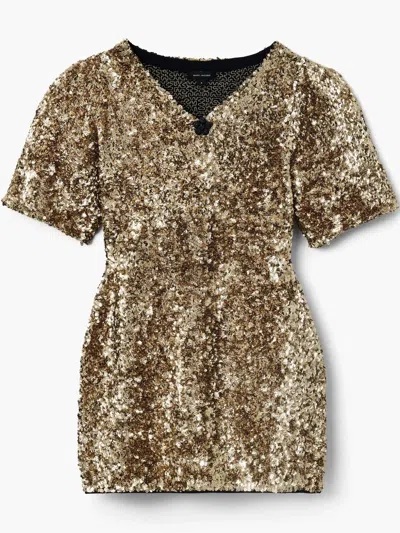 Marc Jacobs Sequin Embellished Short Sleeve Mini Dress In Pink
